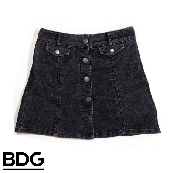 BDG Corduroy A-Line Button Front Skirt in Gray Size 0 - Picture 3 of 7